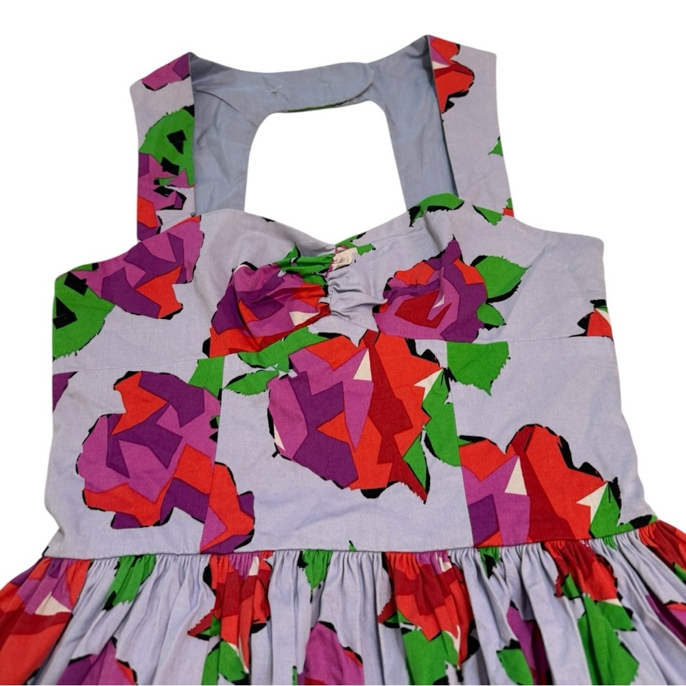Topshop Floral Open Back Full Skirt Mini Babydoll Dress - Picture 2 of 9